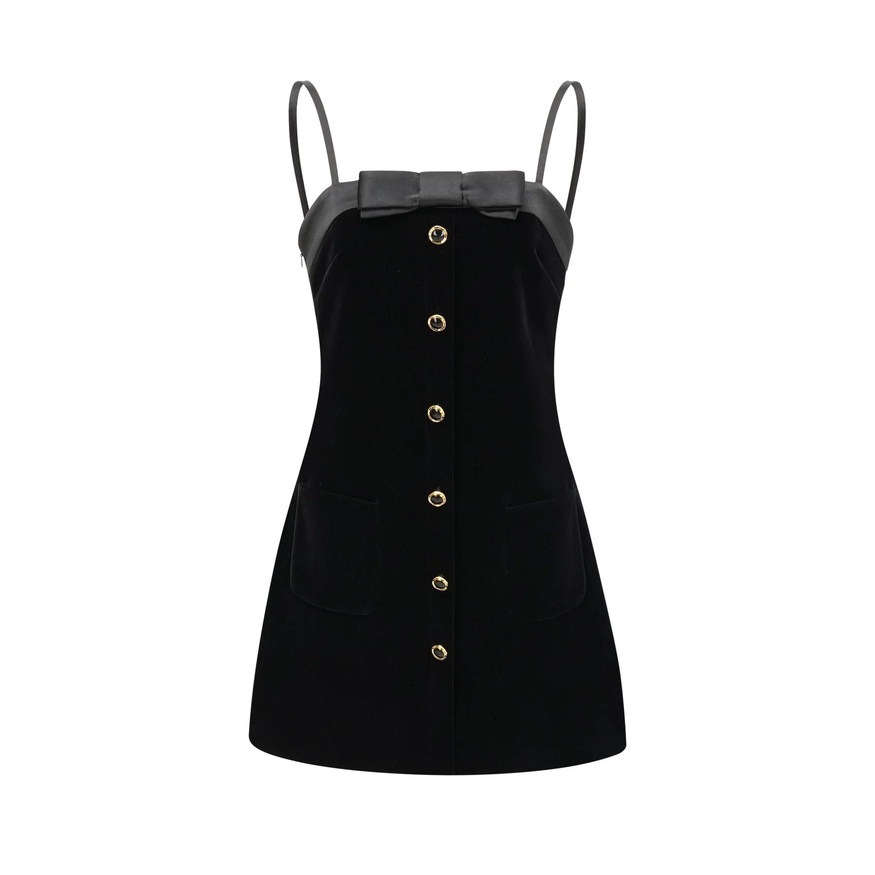 Madalynn Mini Dress Black Bow Sleeveless Bow Detail Straight Hem