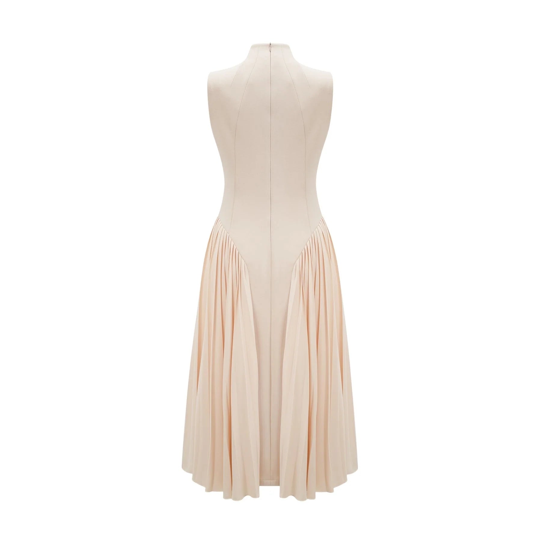 Madalynn Sleeveless Mock Neck Pleated Knitted Midi Dress