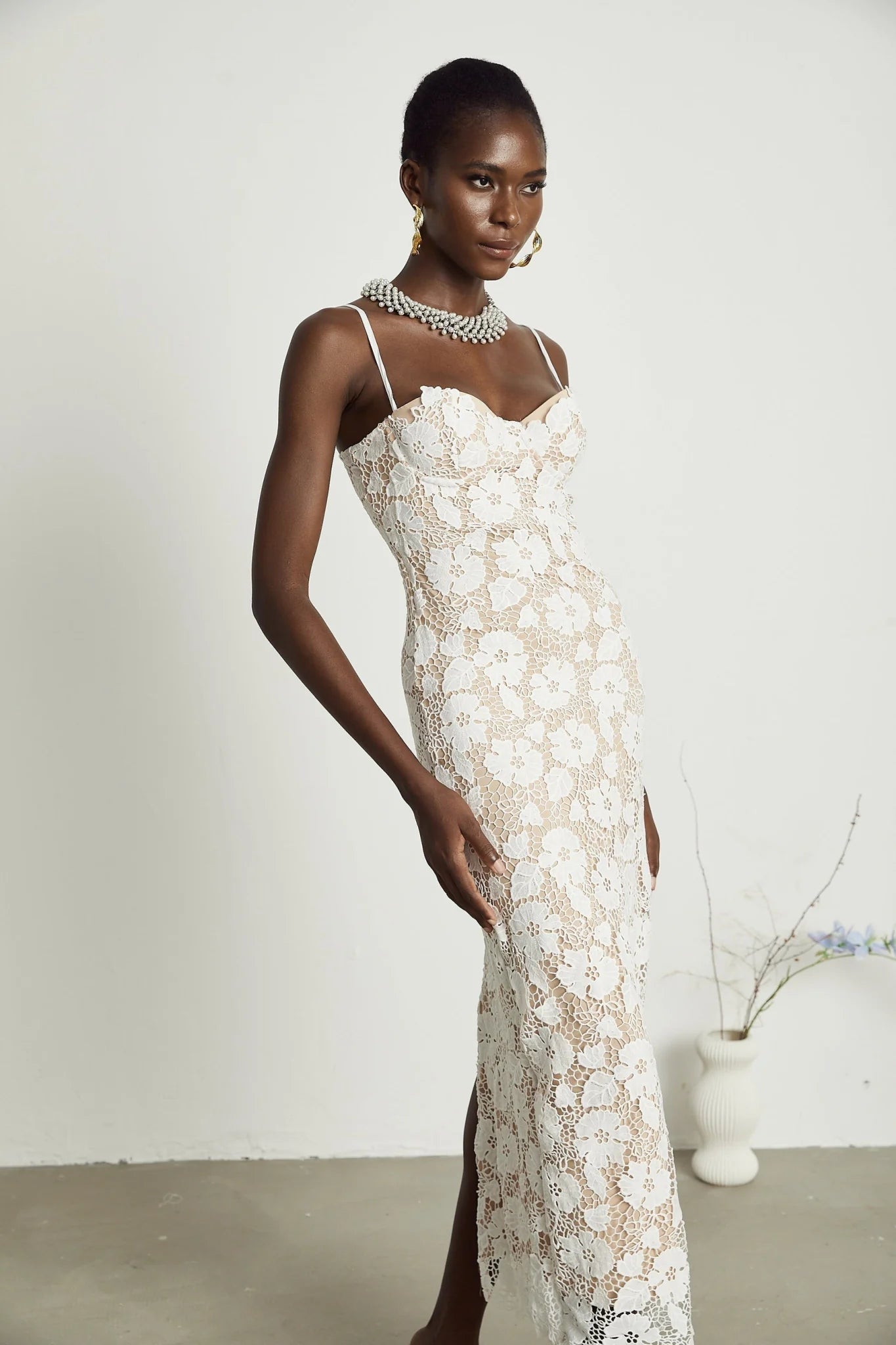 Maddalena Floral Midi Dress with Spaghetti Straps & Rear Tie Fastening