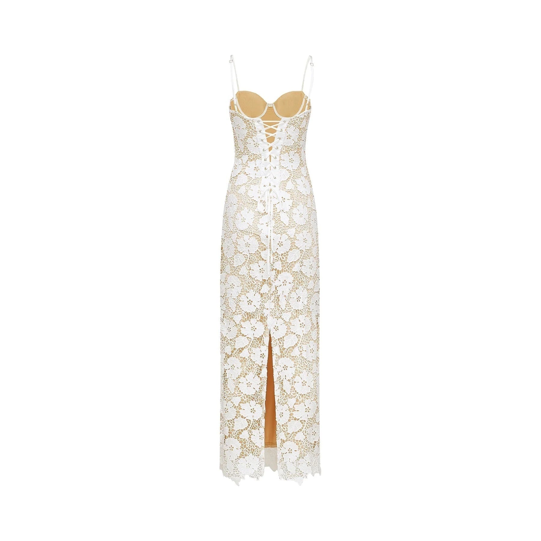 Maddalena Floral Midi Dress with Spaghetti Straps & Rear Tie Fastening