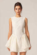 Maddalena White Textured Mini Dress for Special Occasions