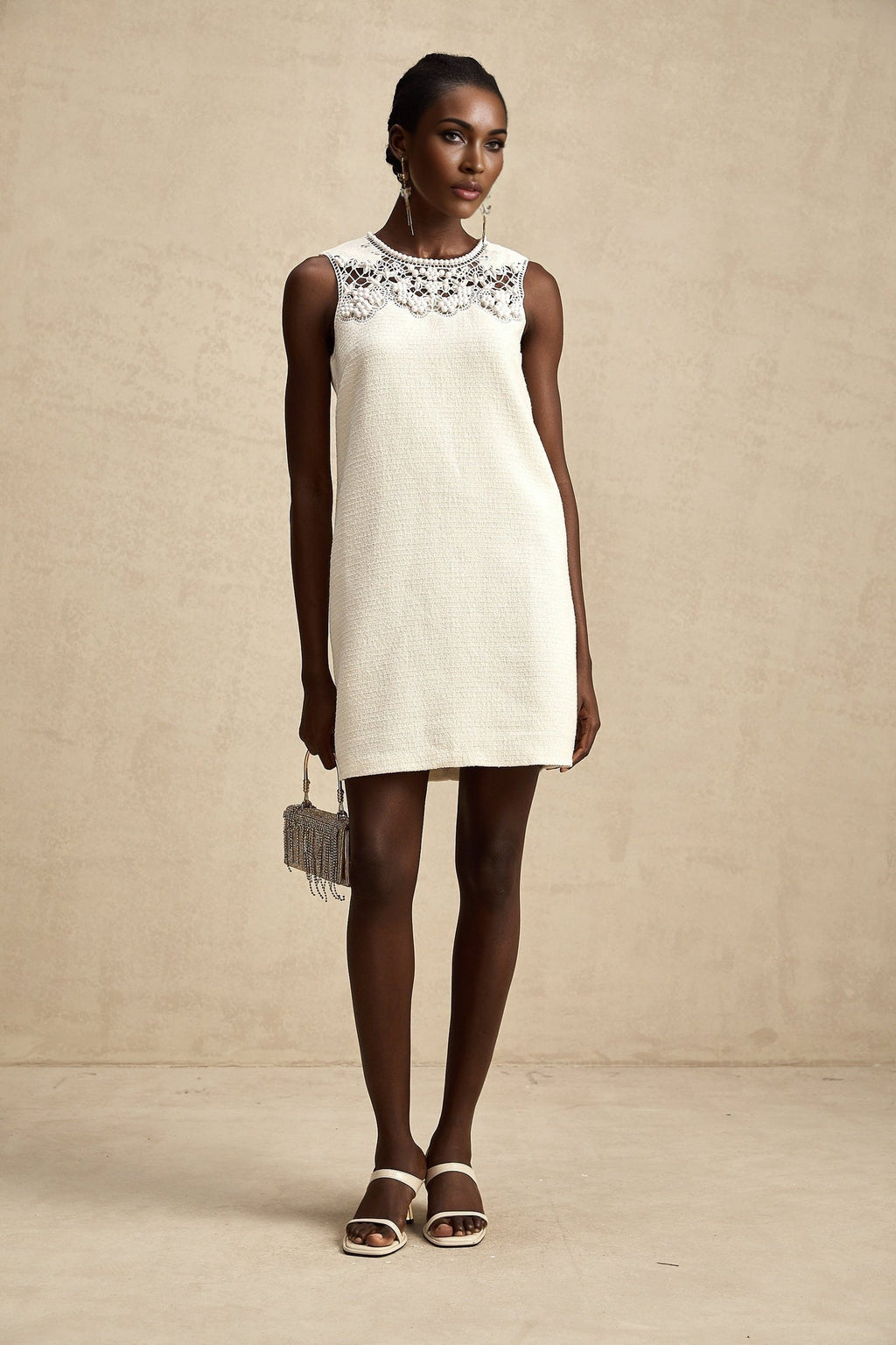 Madeline Mini Dress Madeline White Embroidered Cut Out Beaded
