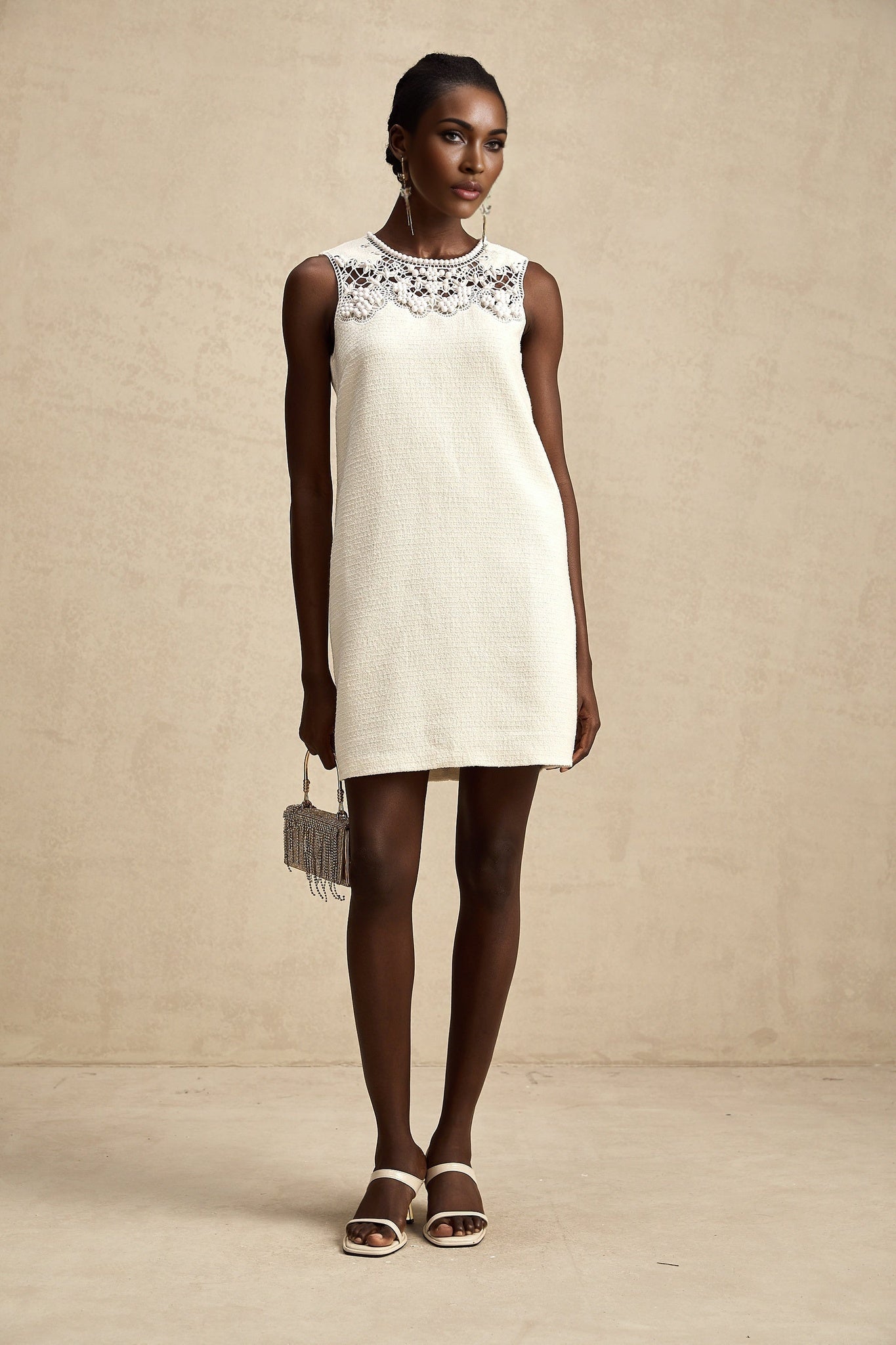Madeline Mini Dress Madeline White Embroidered Cut Out Beaded