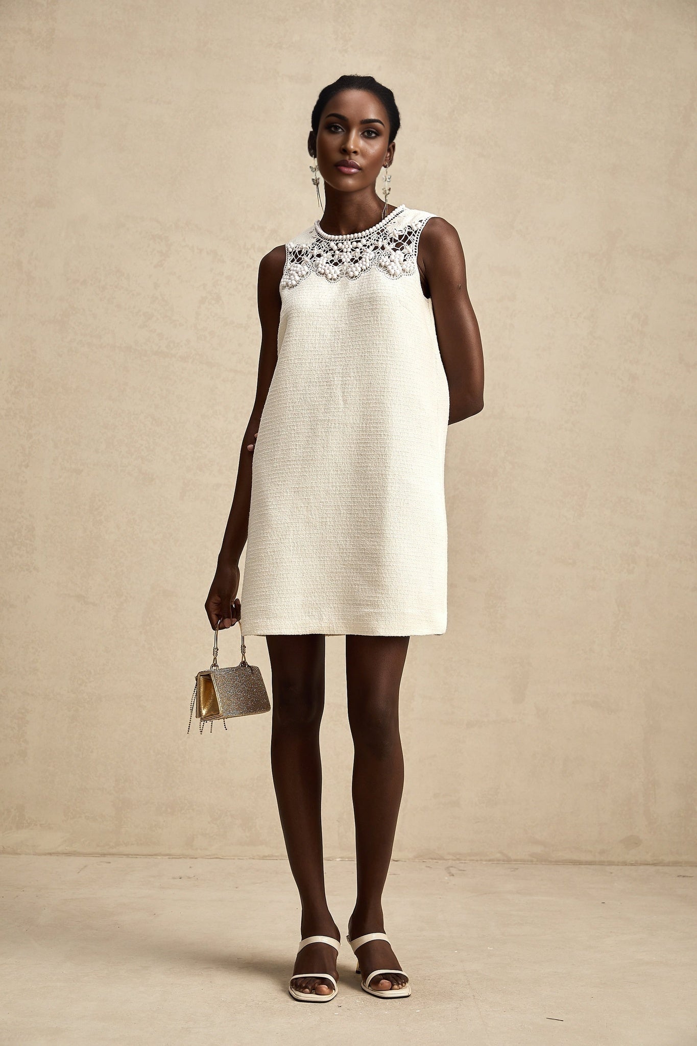 Madeline Mini Dress Madeline White Embroidered Cut Out Beaded