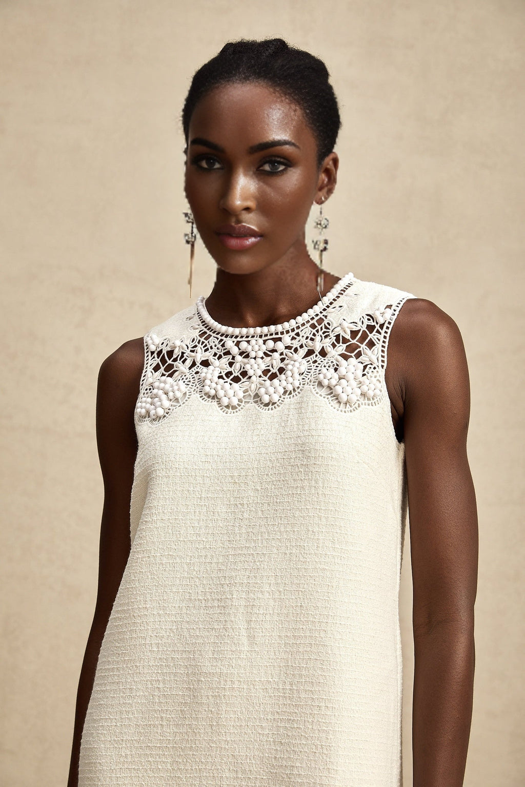 Madeline Mini Dress Madeline White Embroidered Cut Out Beaded