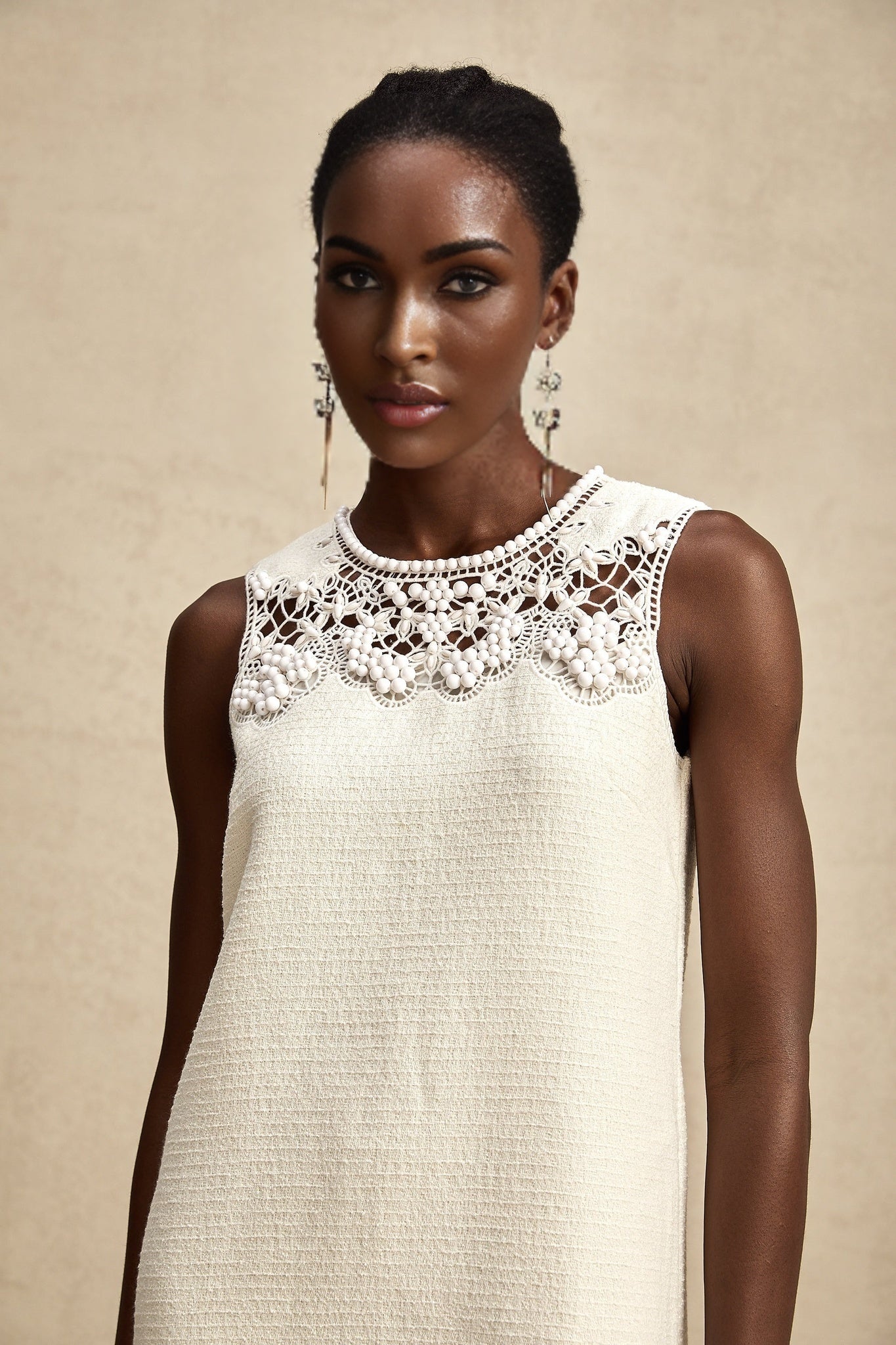 Madeline Mini Dress Madeline White Embroidered Cut Out Beaded