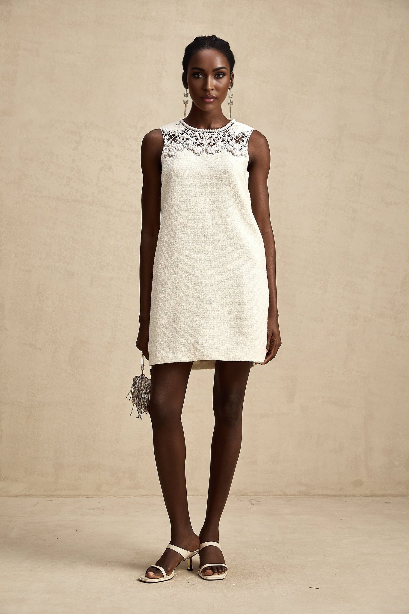 Madeline Mini Dress Madeline White Embroidered Cut Out Beaded
