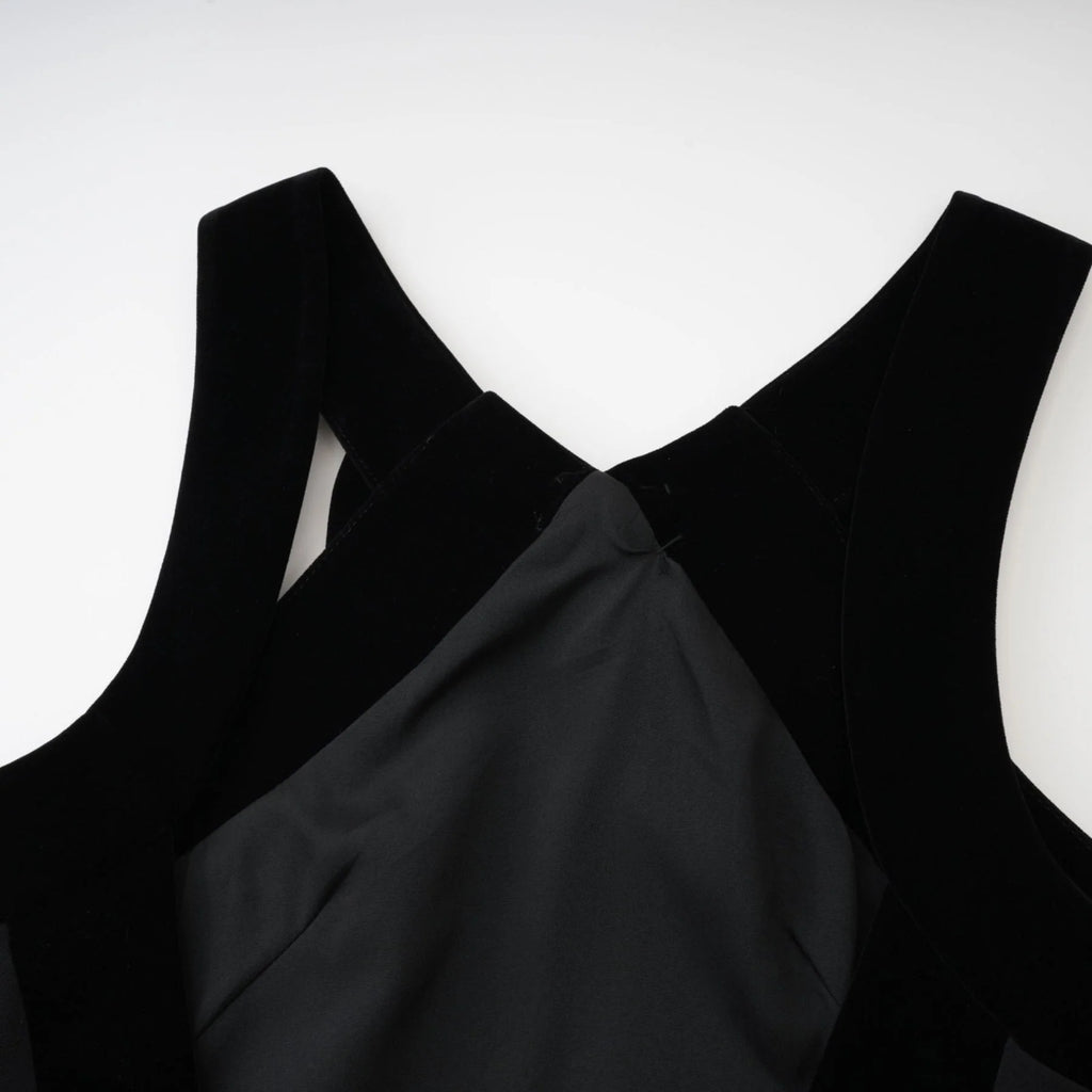 Madelyn Mini Dress Black Wool Velvet Bow Low Back
