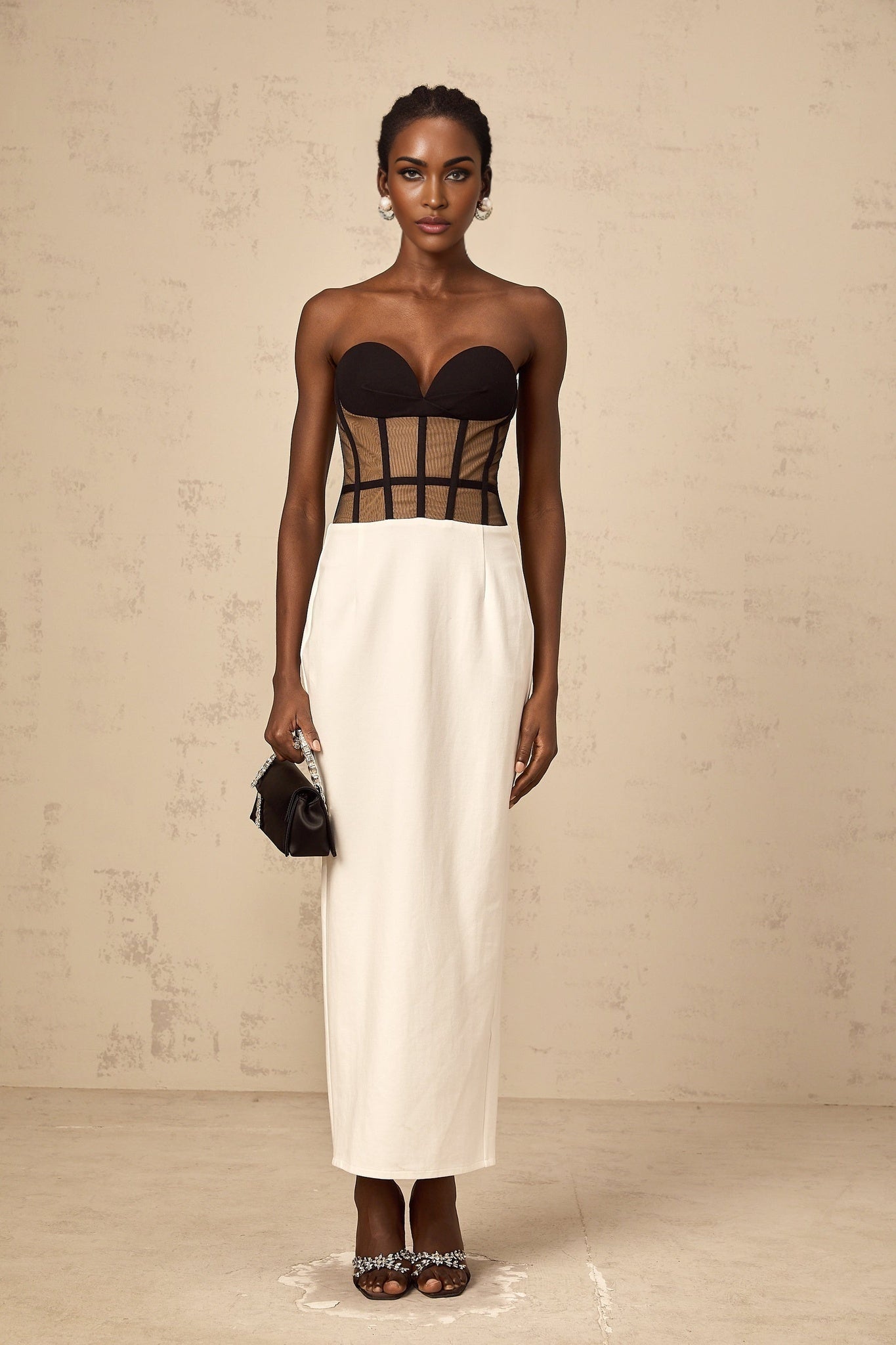 Madelyn Strapless Maxi Dress with Sweetheart Neck and Corset Styling