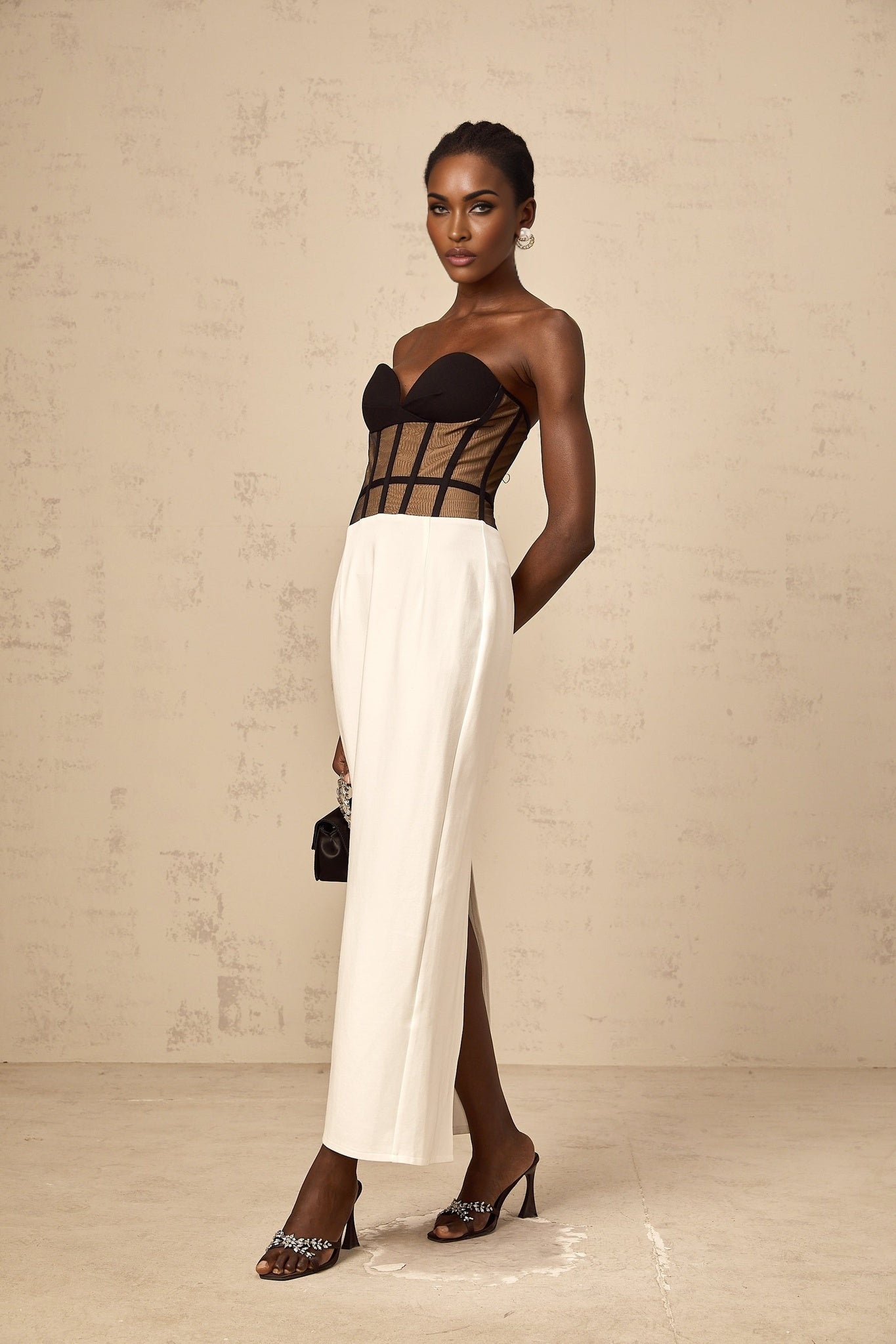 Madelyn Strapless Maxi Dress with Sweetheart Neck and Corset Styling