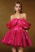 Madisyn Pink Off-Shoulder Flounce Mini Dress