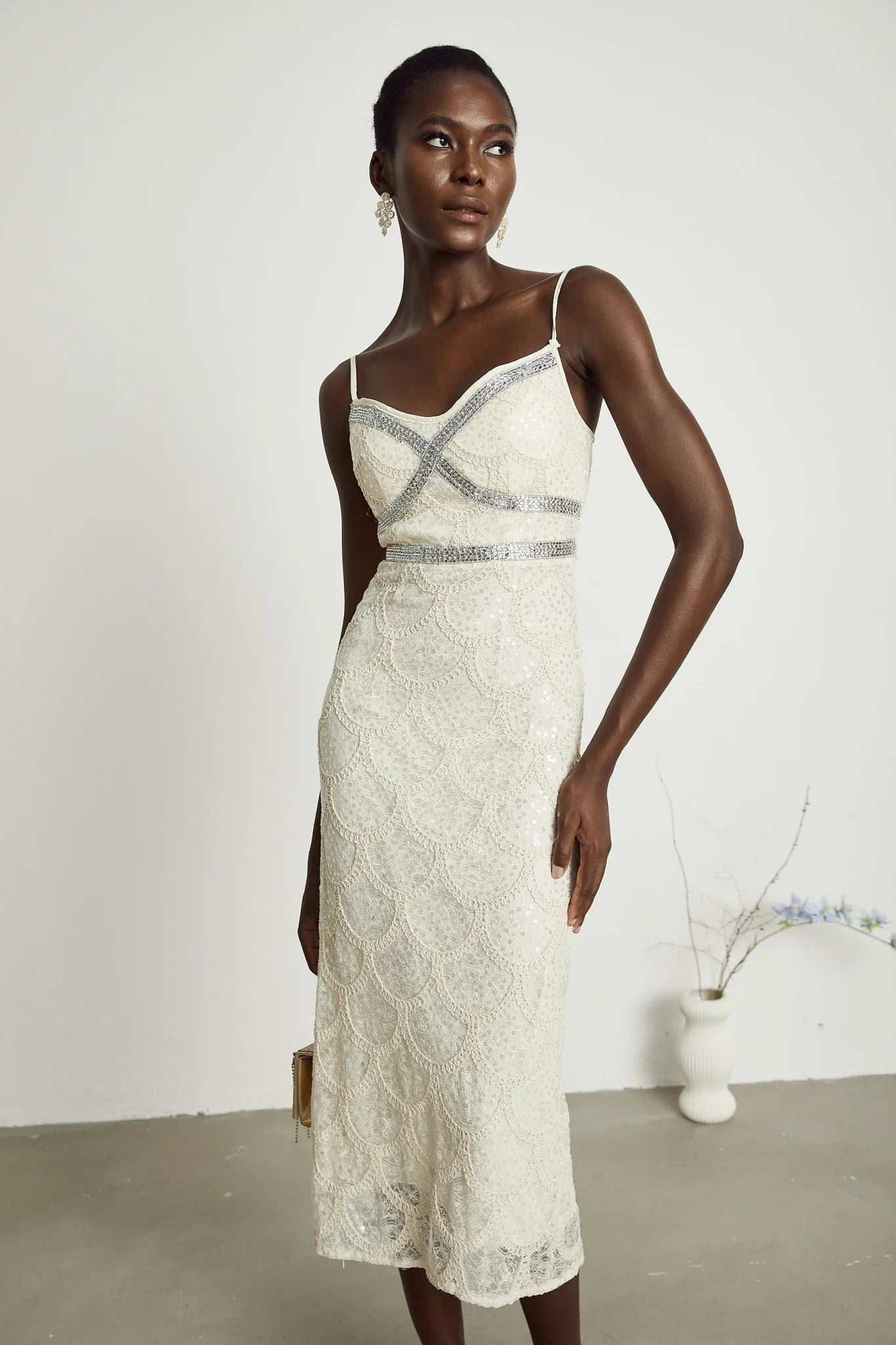 Madisyn Sleeveless V Neck Midi Dress