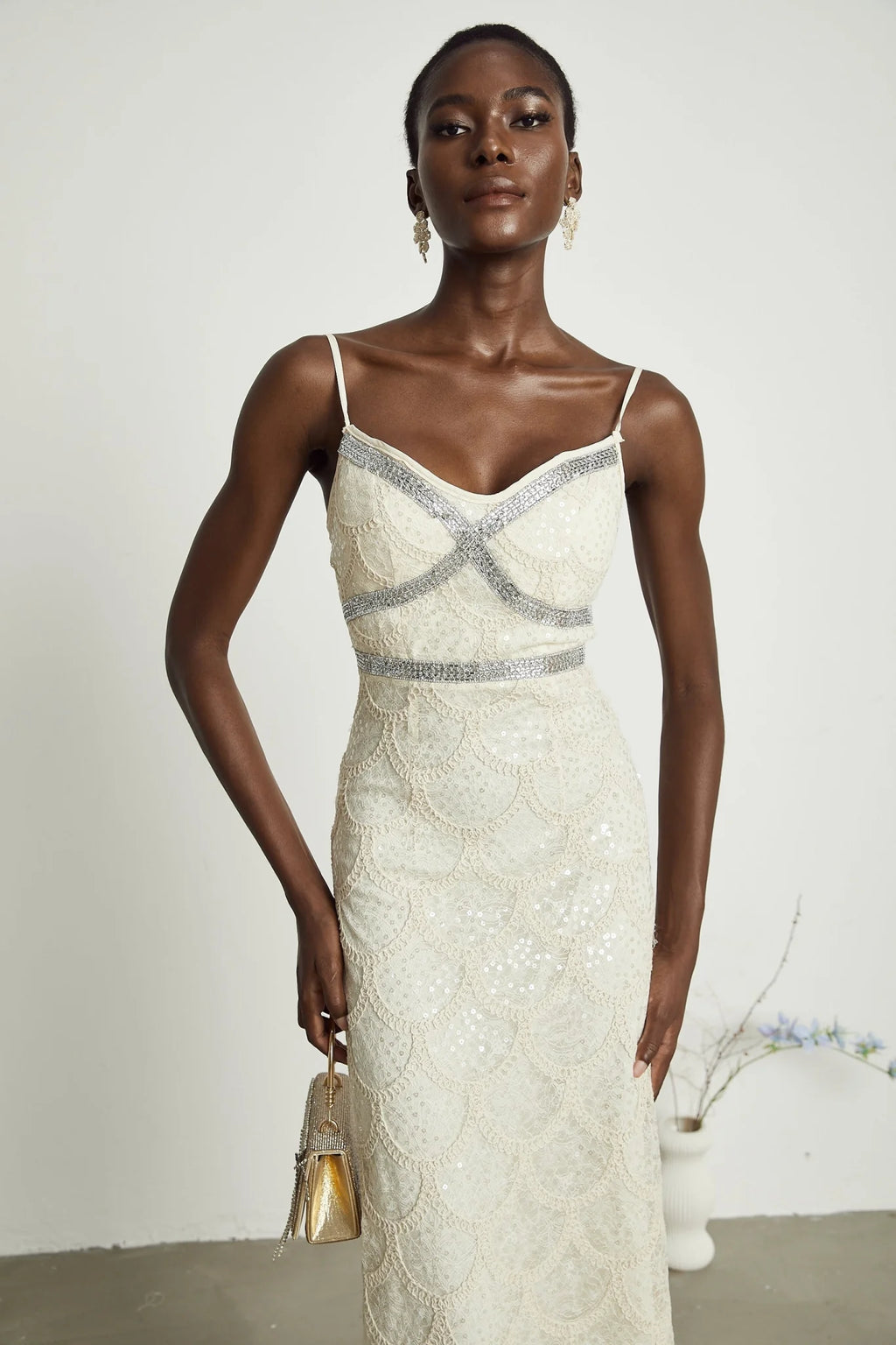 Madisyn Sleeveless V Neck Midi Dress
