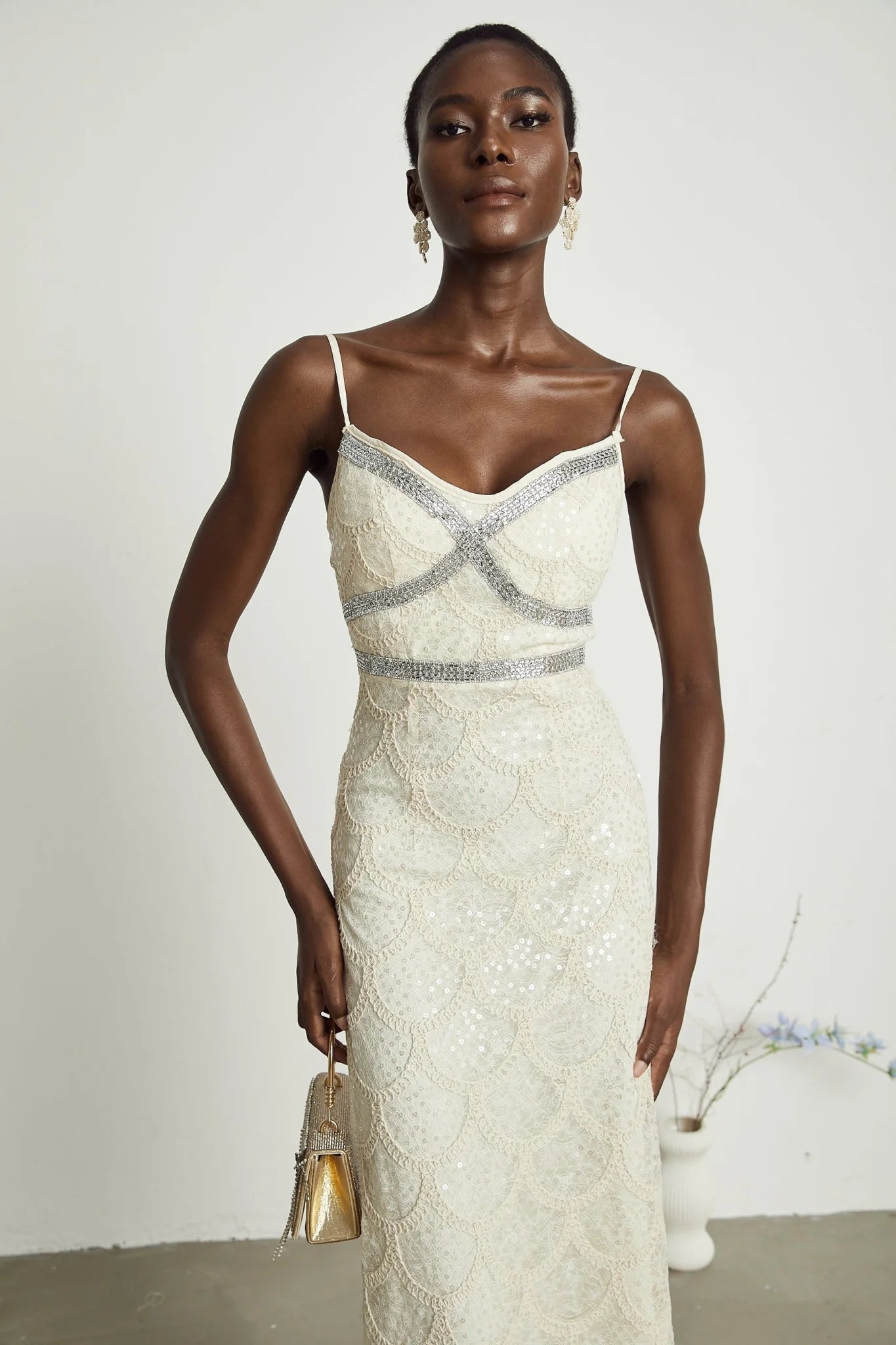 Madisyn Sleeveless V Neck Midi Dress