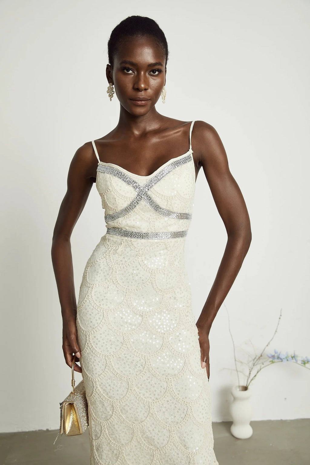 Madisyn Sleeveless V Neck Midi Dress