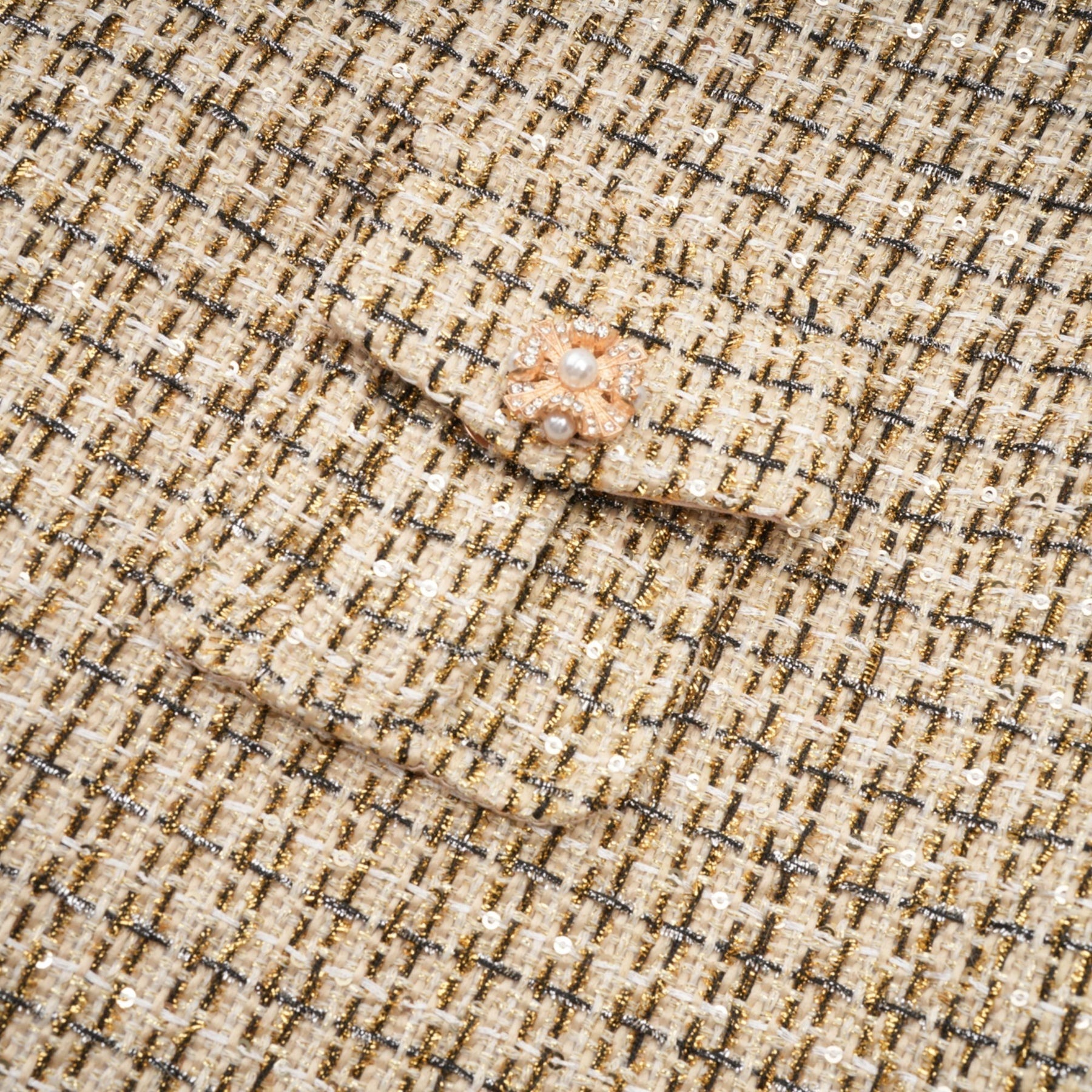 Maeve Jacket & Skirt Gold Tweed Sequin Set