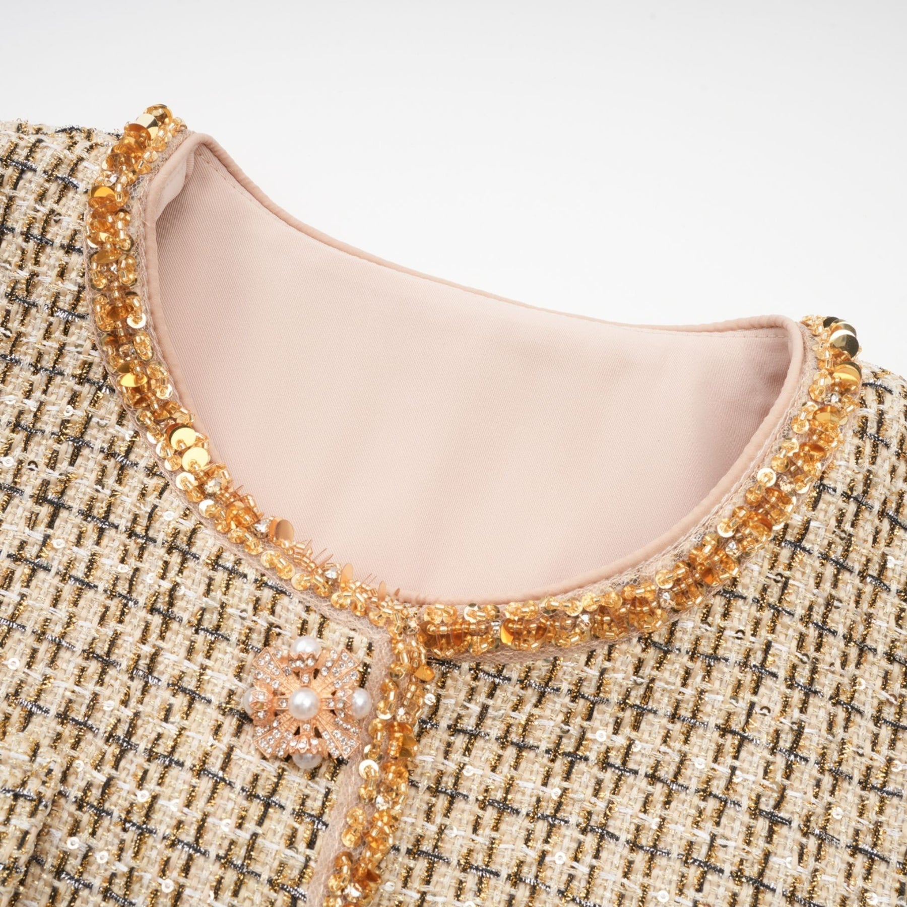 Maeve Jacket & Skirt Gold Tweed Sequin Set