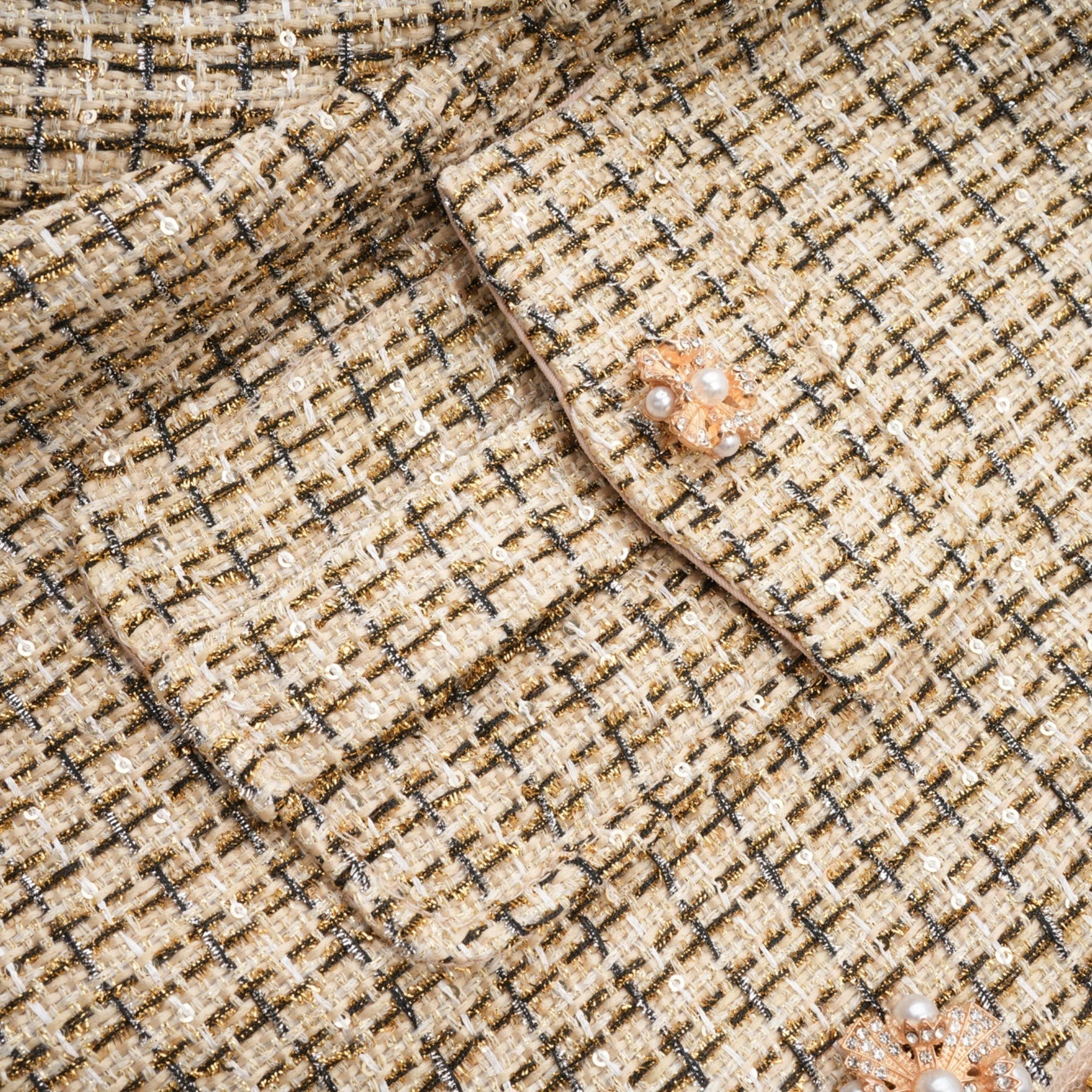 Maeve Jacket & Skirt Gold Tweed Sequin Set