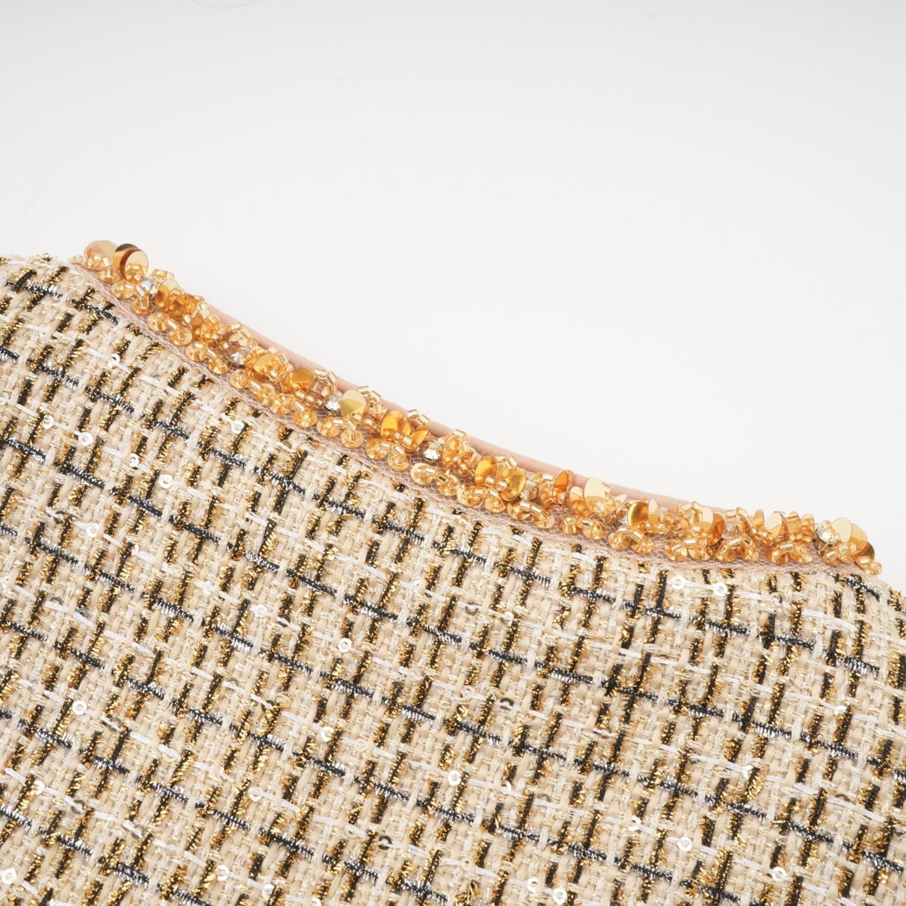 Maeve Jacket & Skirt Gold Tweed Sequin Set