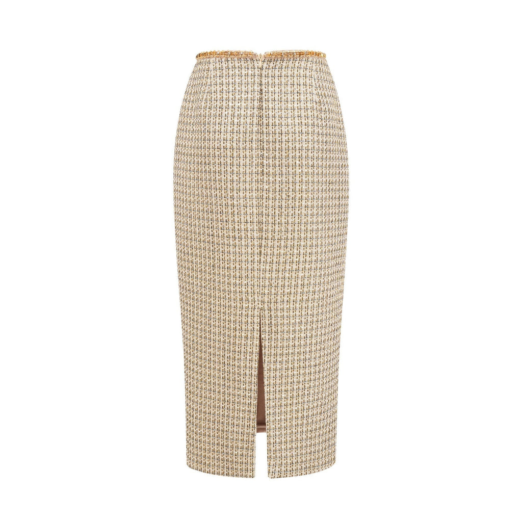 Maeve Jacket & Skirt Gold Tweed Sequin Set