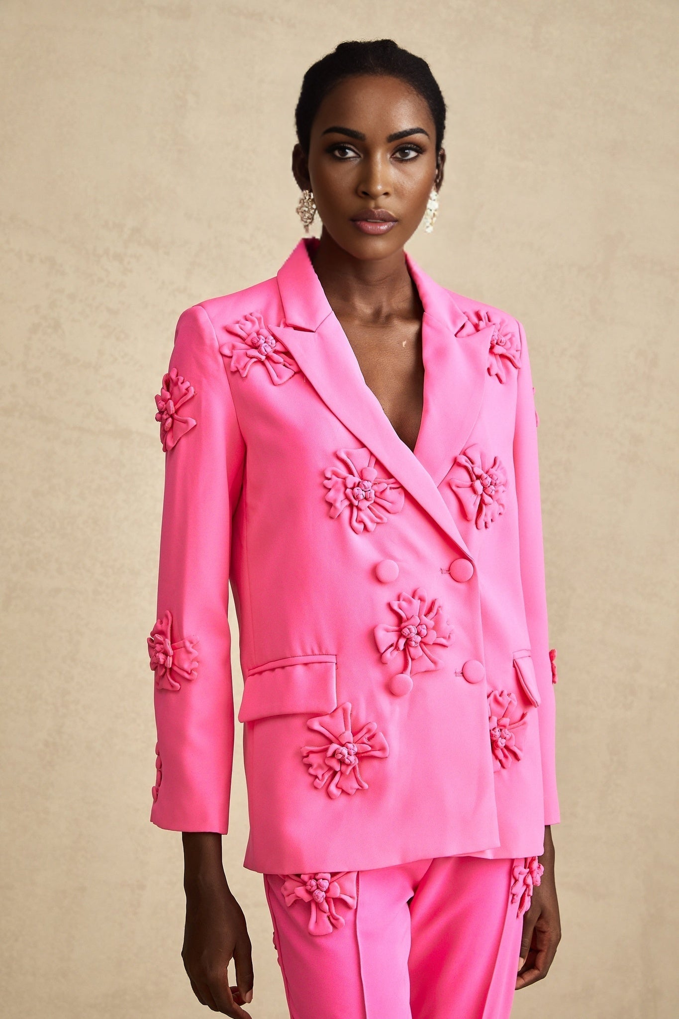 Maeve Jacket & Trousers Pink Floral Matching Set