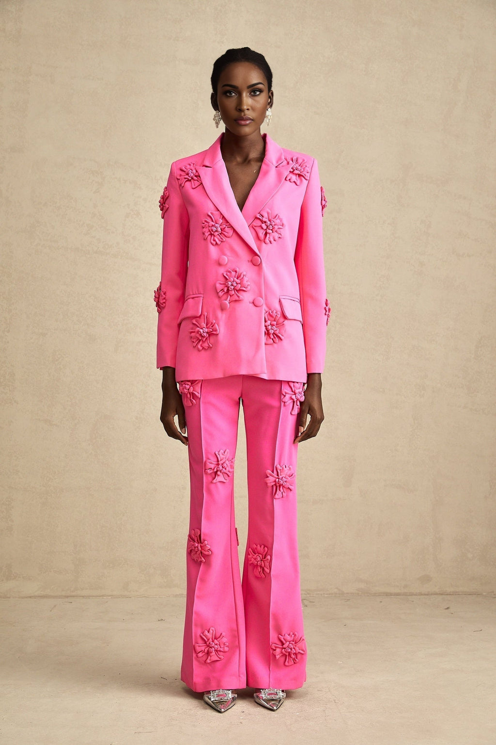 Maeve Jacket & Trousers Pink Floral Matching Set