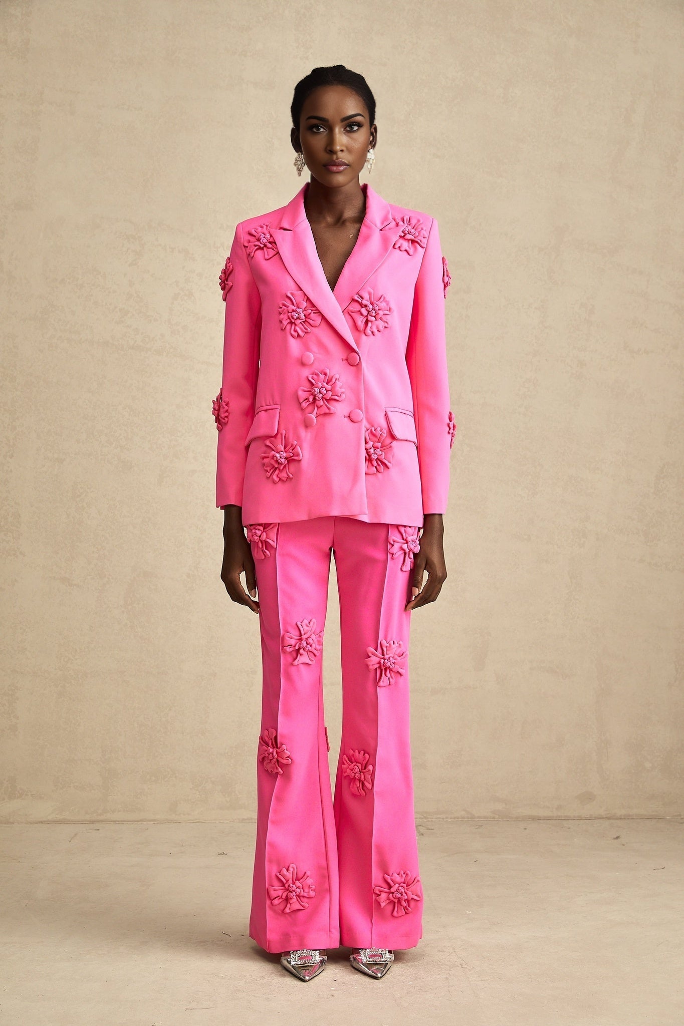 Maeve Jacket & Trousers Pink Floral Matching Set