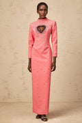 Maeve Maxi Dress Pink Heart Cut - Out Rhinestone Embellished