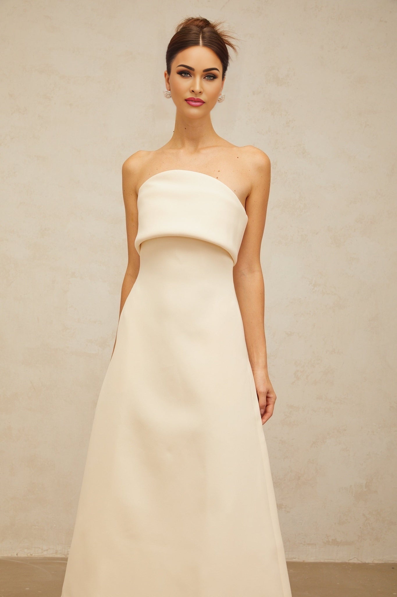 Maeve Midi Dress White Corset Foldover Aline Flared Skirt