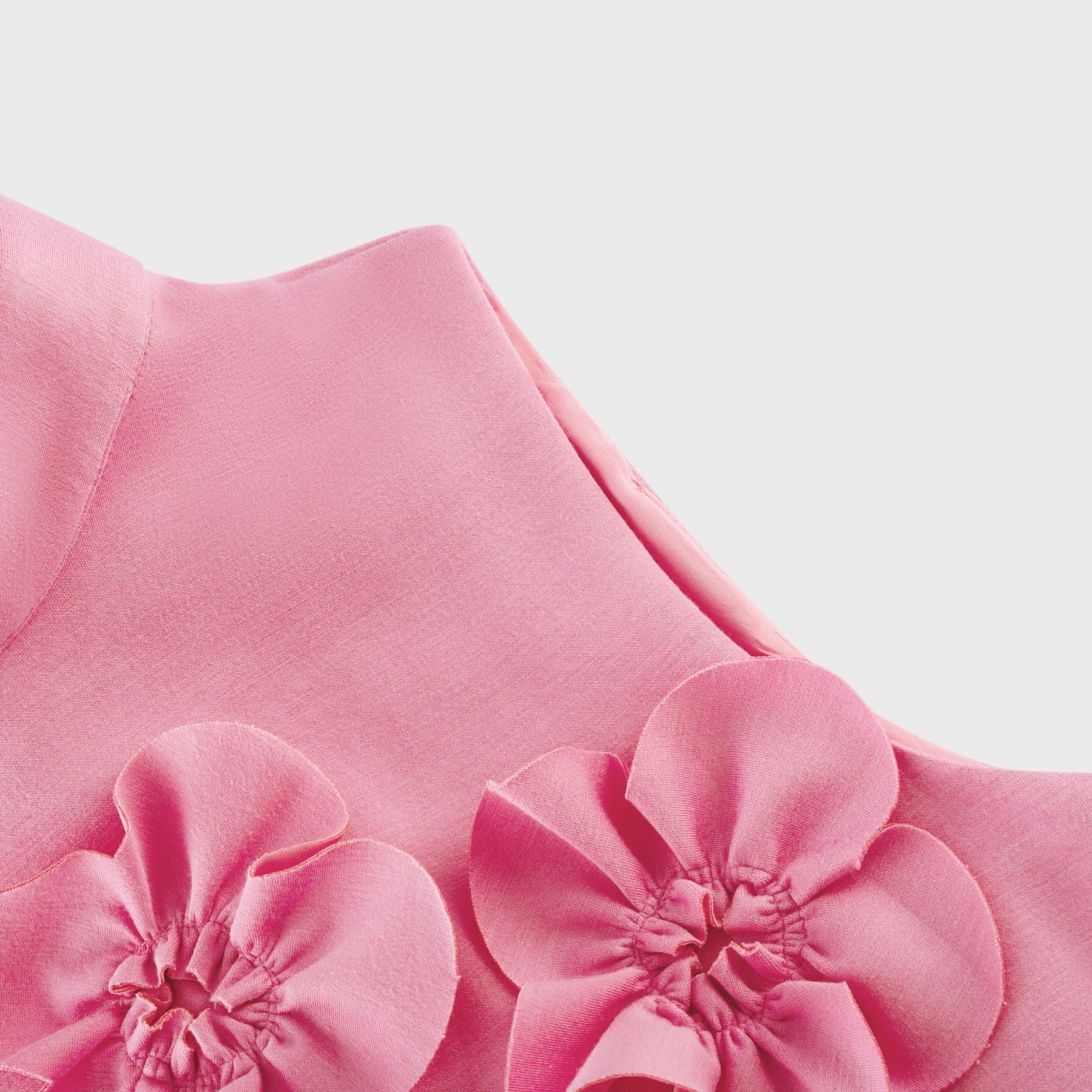 Magali Pink Sleeveless Maxi Dress With 3D Floral Appliqués and Pockets
