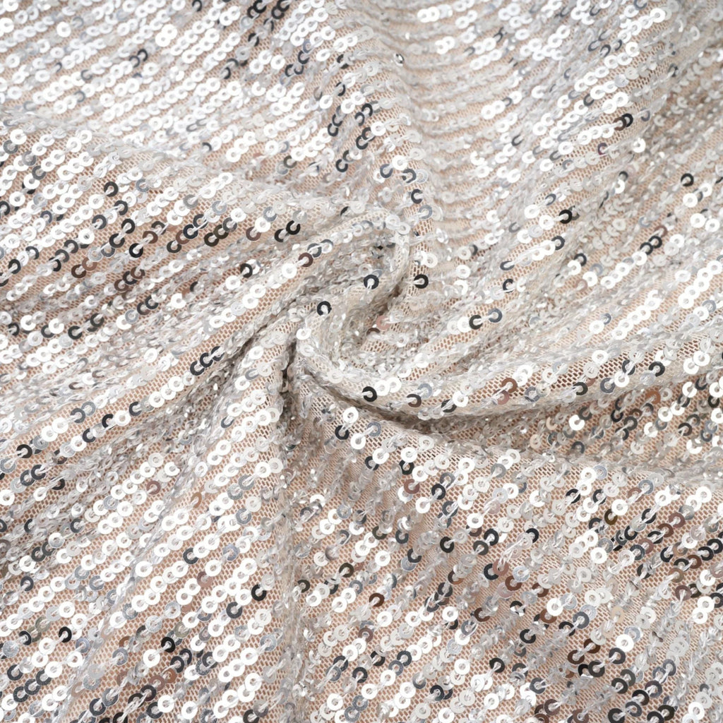 Maisie Maxi Dress in Radiant Silver with Sequin Embellishments & Cinched Waist