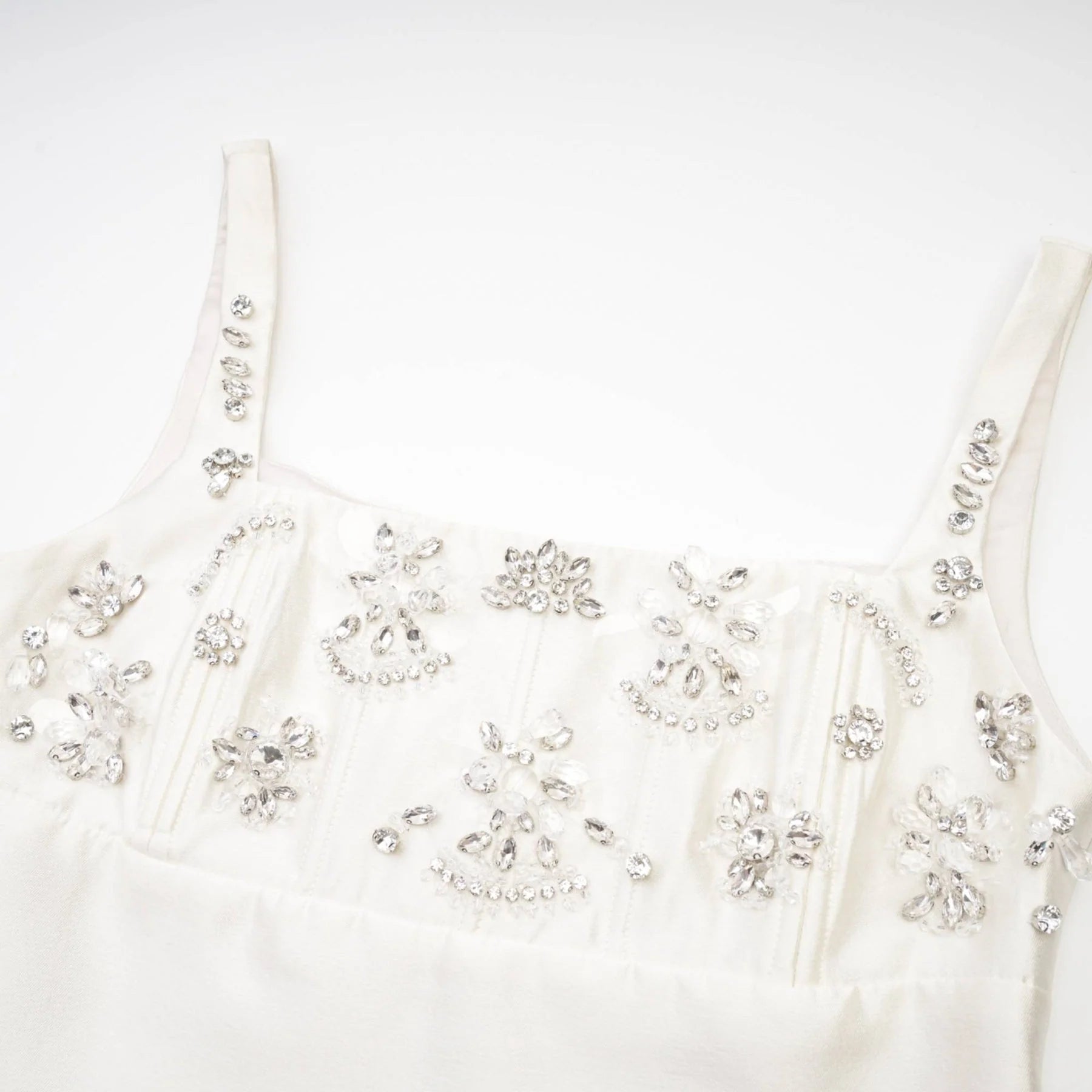 Maisie Mini Dress White Crystal Embellished Square Neck Sparkle