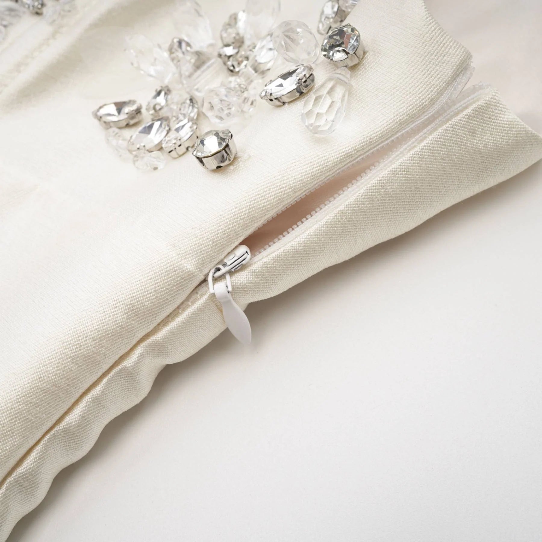 Maisie Mini Dress White Crystal Embellished Square Neck Sparkle