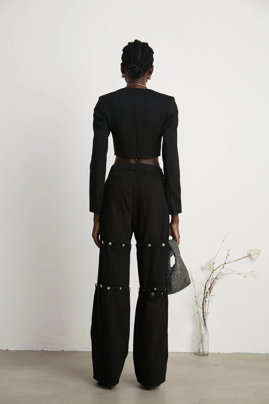 Malaya Jeans Black Buttoned Wide Leg