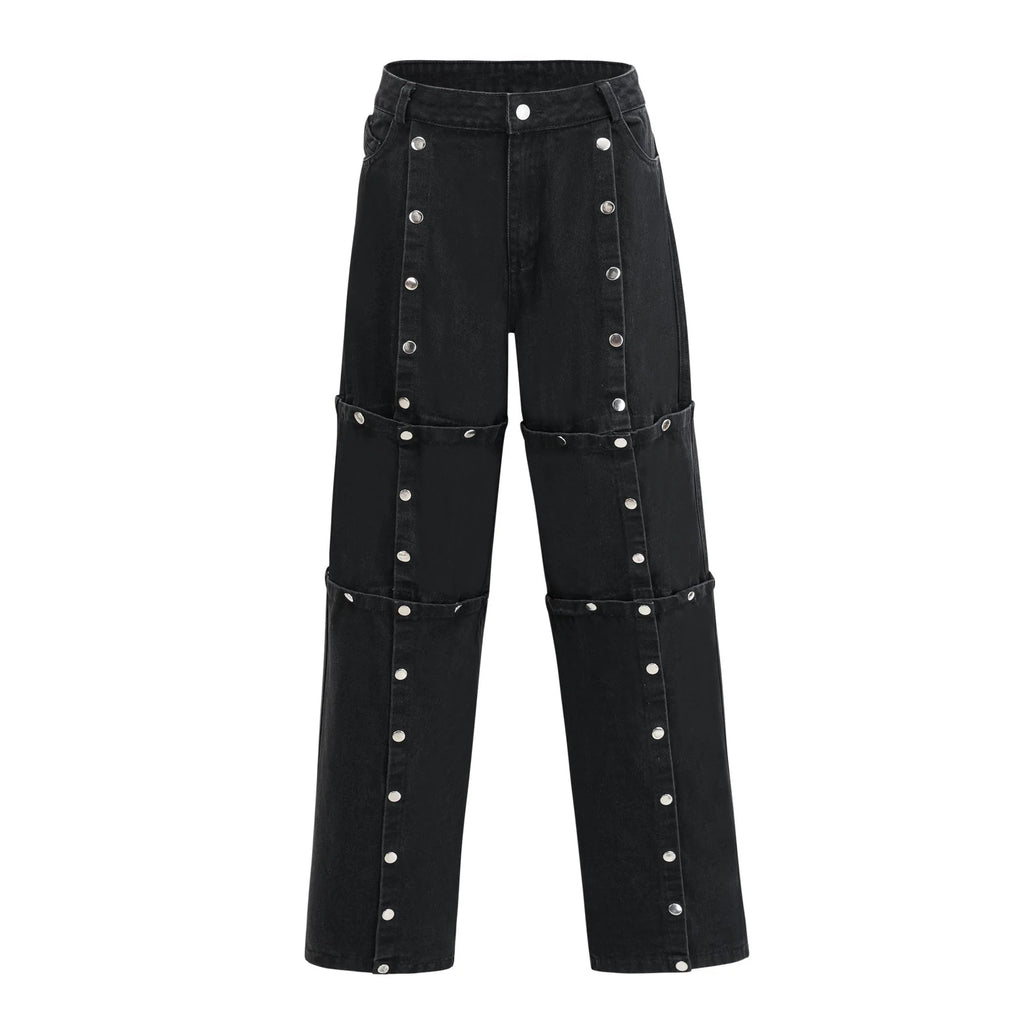 Malaya Jeans Black Buttoned Wide Leg
