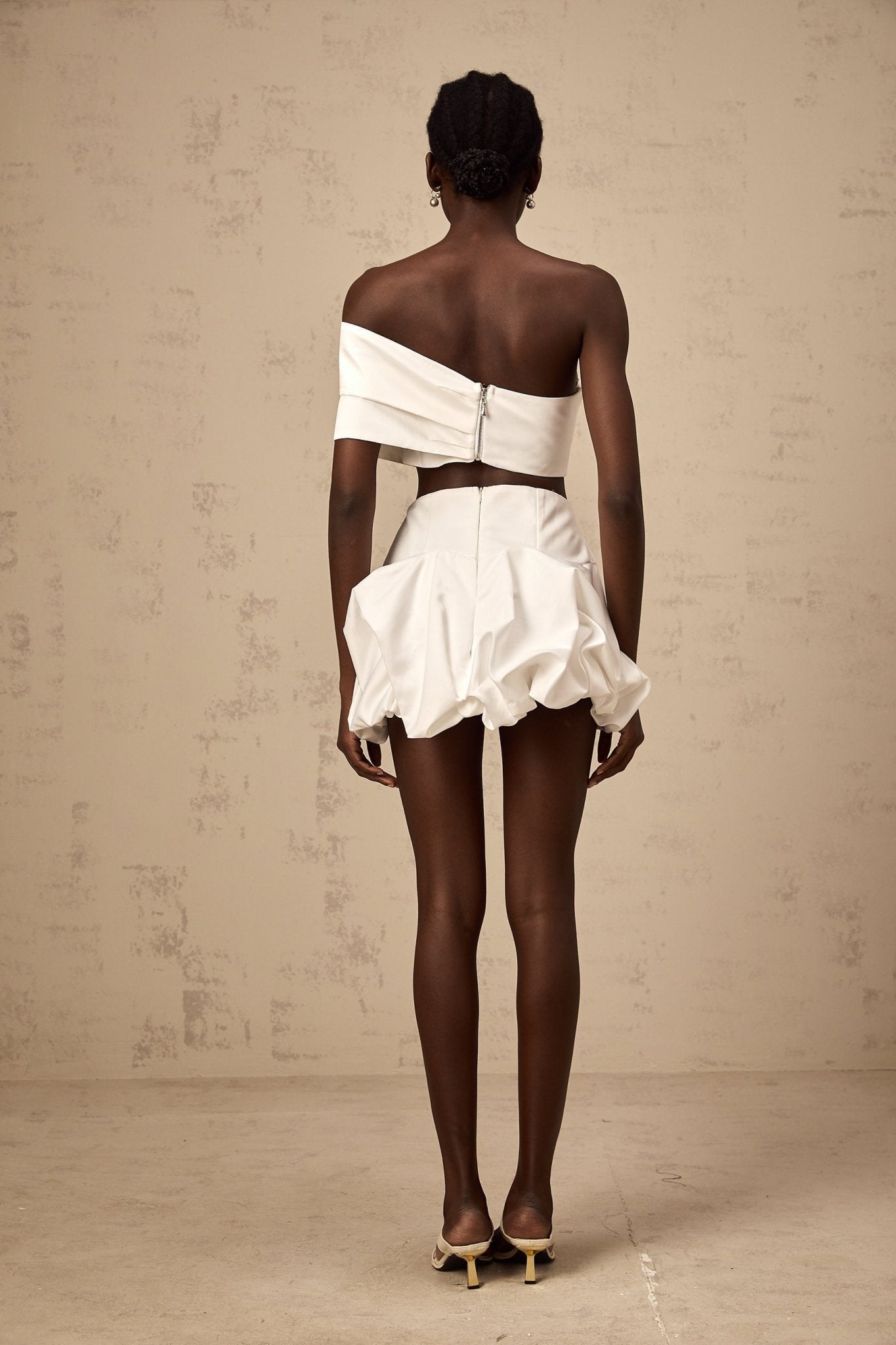 Malaya Skirt & Top Set White Floral Pleated Matching Kit