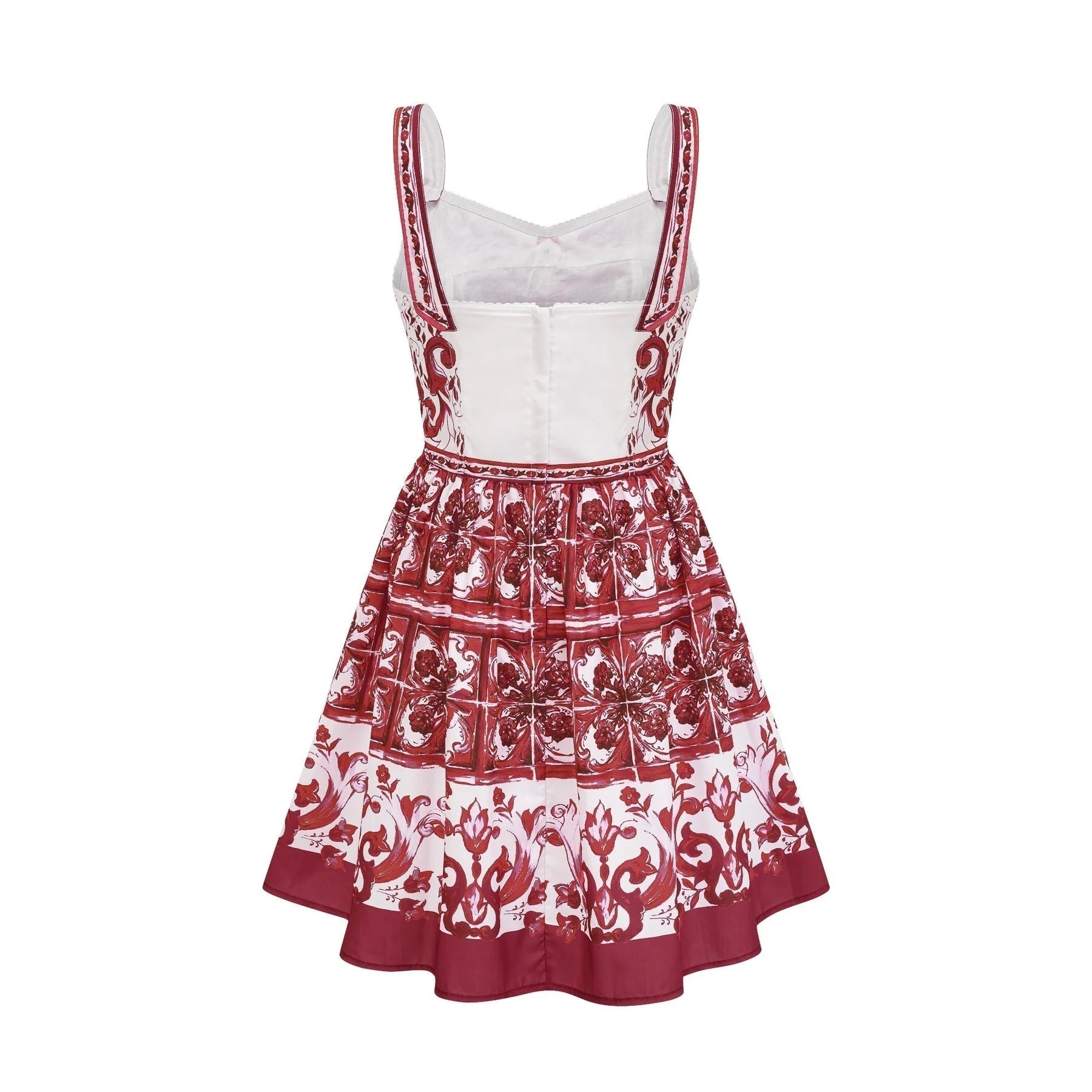 Malia Mini Dress Red & White Graphic Print Flare