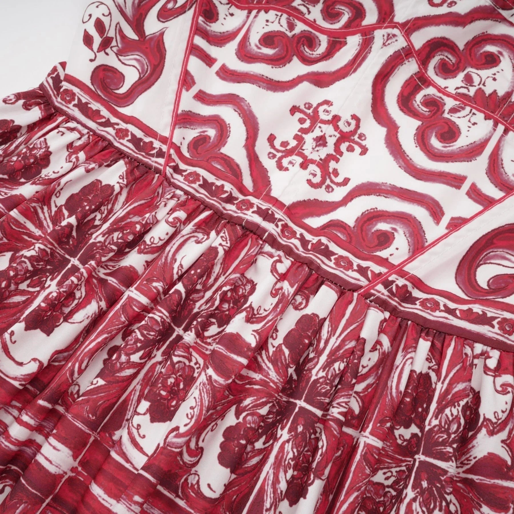 Malia Mini Dress Red & White Graphic Print Flare