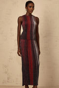 Malia Top & Skirt Set with Textured Finish and Striped Design