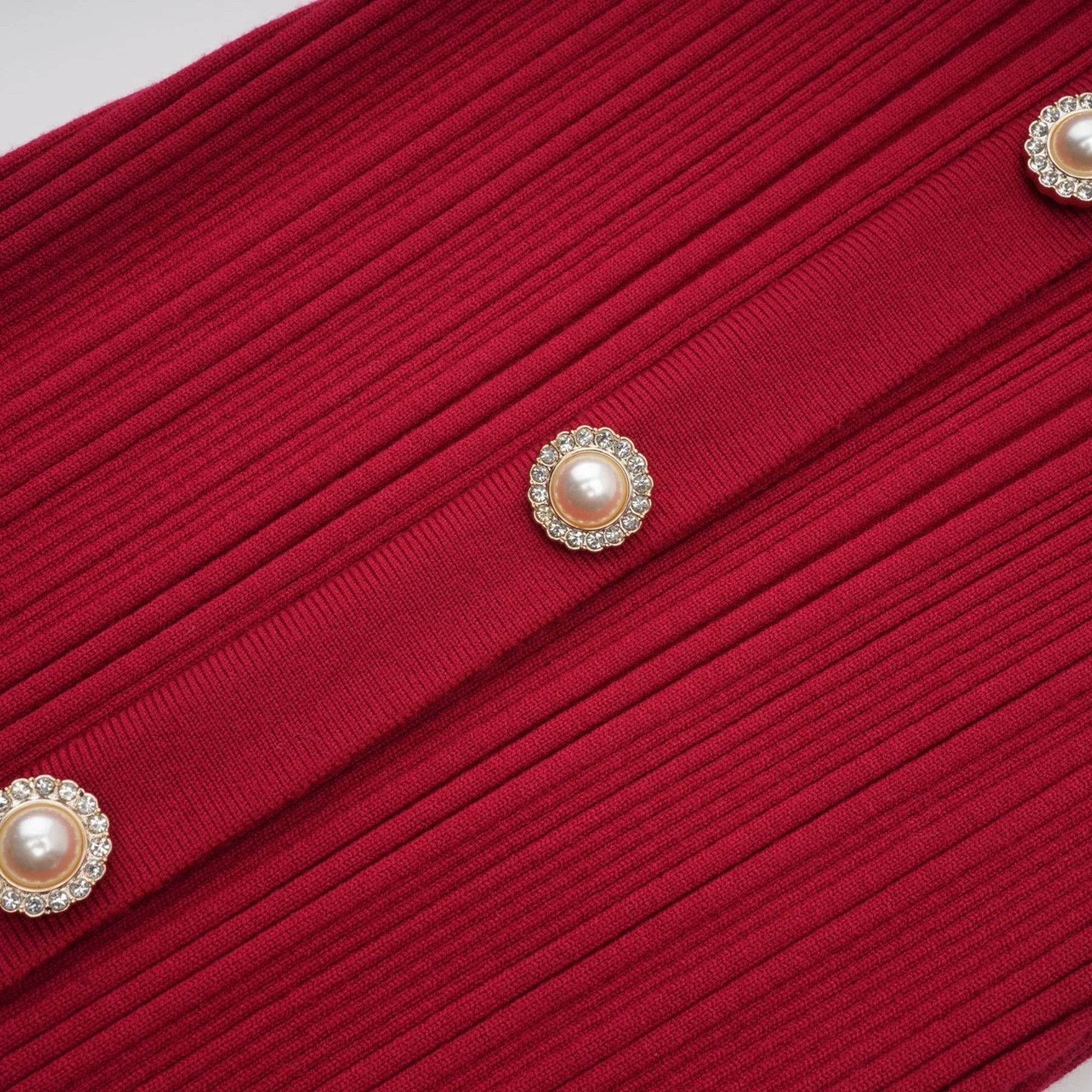 Mallory Midi Dress Red Crystal Embellished Scoop Neck