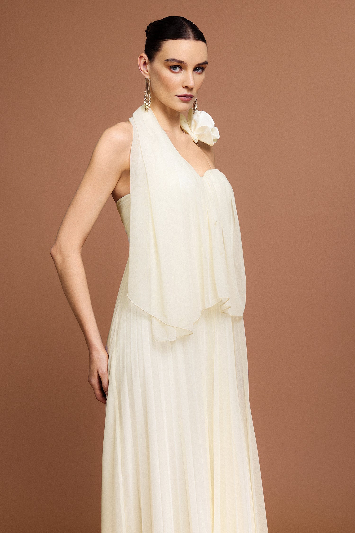 Margaret Ivory Strapless Pleated Dress for Formal Occasions and Summer Weddings