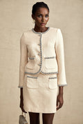 Margherita Cardigan & Skirt Beige Crystal Tweed Set