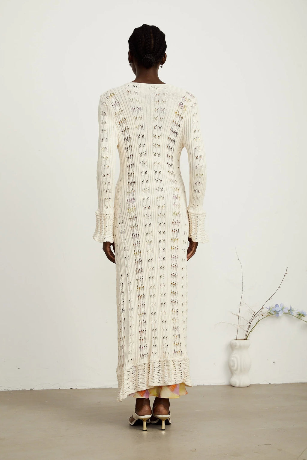 Margherita Crochet Knit Cardigan with Flared Cuffs