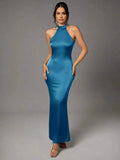 Margherita Maxi Dress - Slim Fit - Mermaid Hem Shaped - Asymmetrical Neckline - Sleeveless Design - Slight Stretch Fabric Elasticity
