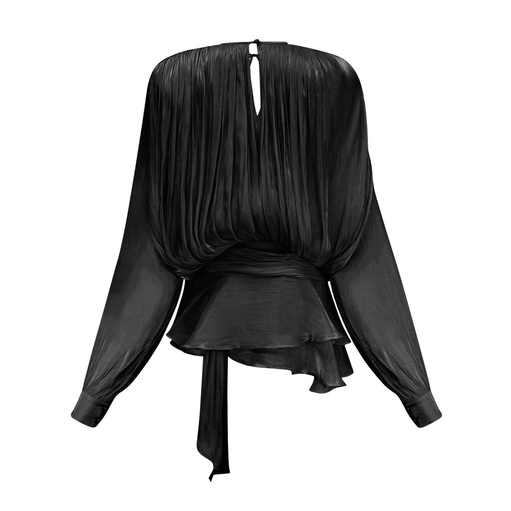 Margherita Mini Dress Twist Design Shoulder Pads Ruffled Hem Glitter