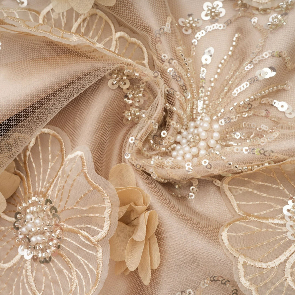 Margherita Mini Dress with Floral Appliqué and Crystal Embellishment