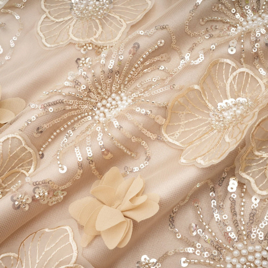 Margherita Mini Dress with Floral Appliqué and Crystal Embellishment