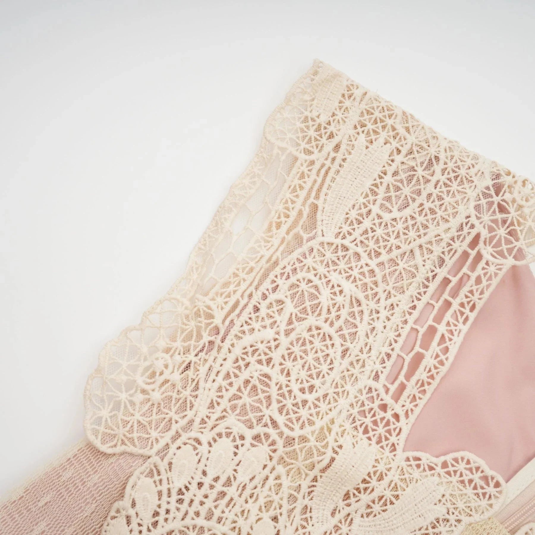 Maria Midi Dress Floral - Lace Paneling Peplum Waist Tulle Neutrals