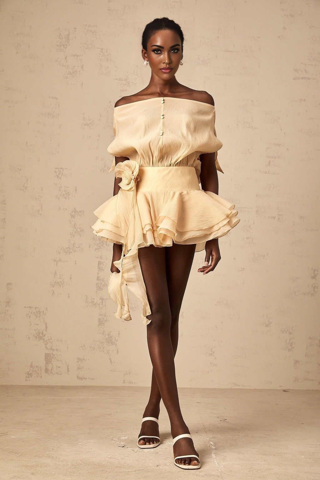 Mariah Floral Appliqué Mini Dress