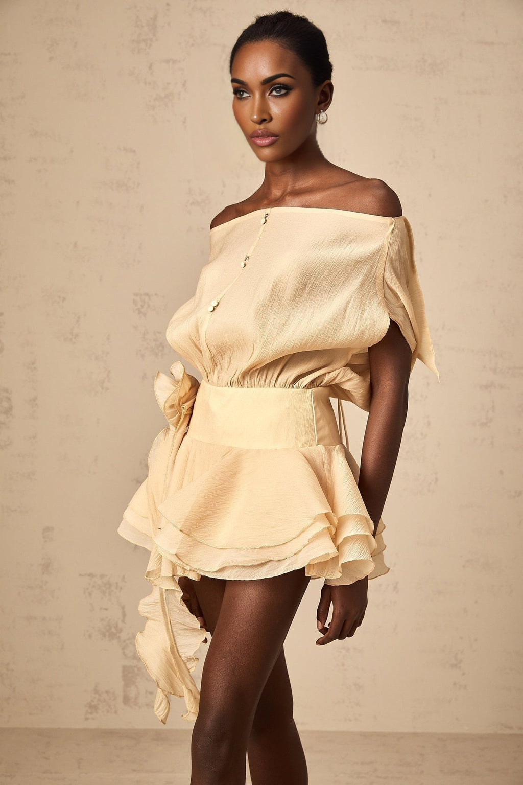 Mariah Floral Appliqué Mini Dress
